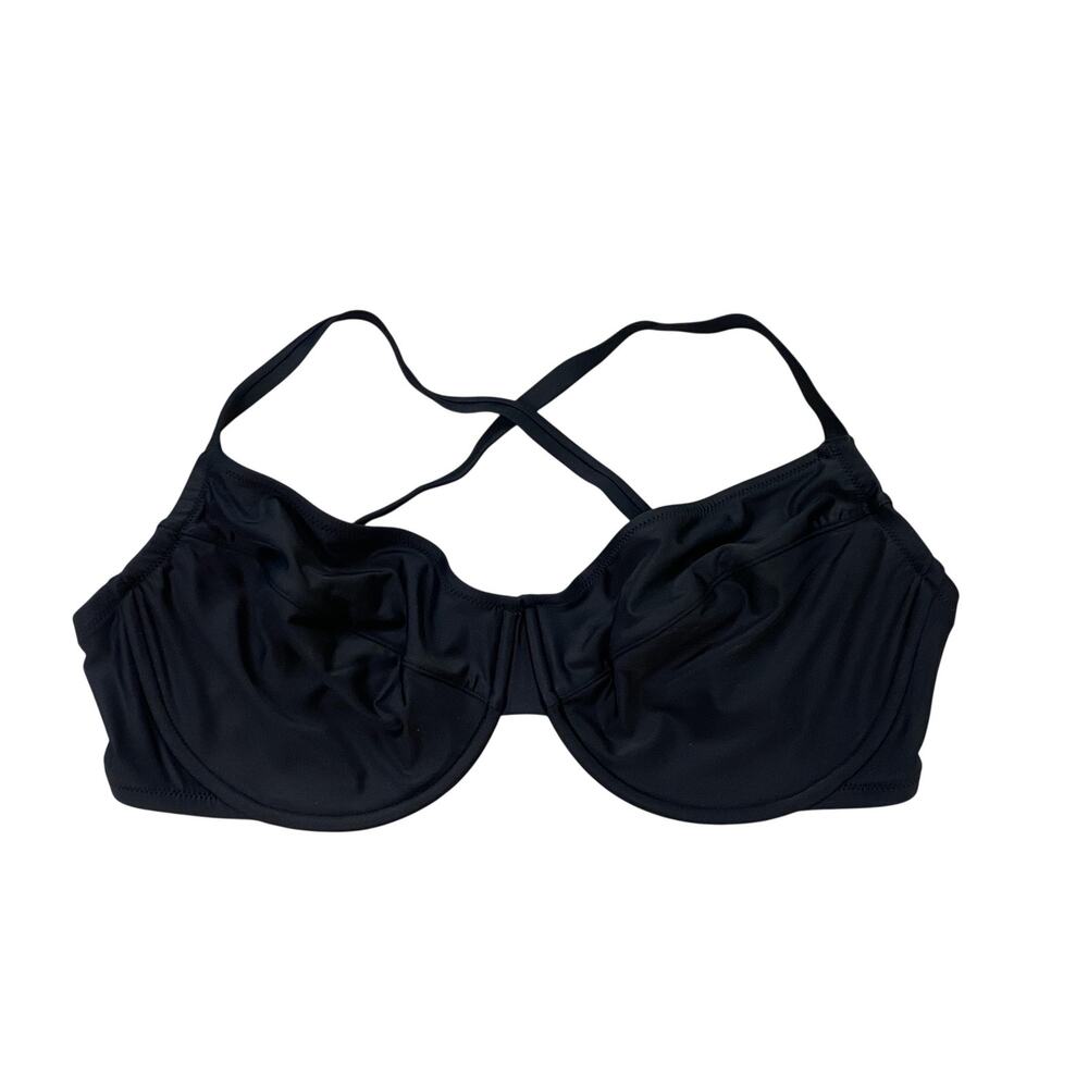 J Crew 1993 Heritage Underwire Bikini Swim Top Womens 42DD Plus Black BC142 NEW